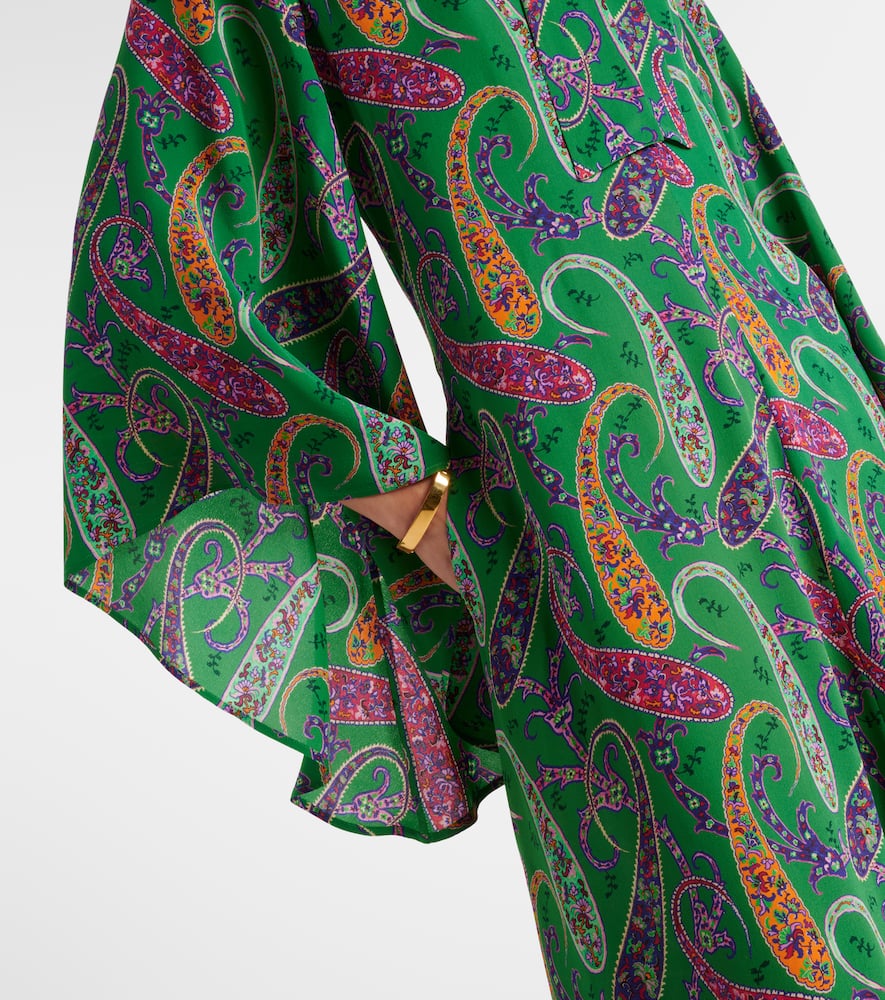 Paisley tie-neck silk maxi dress