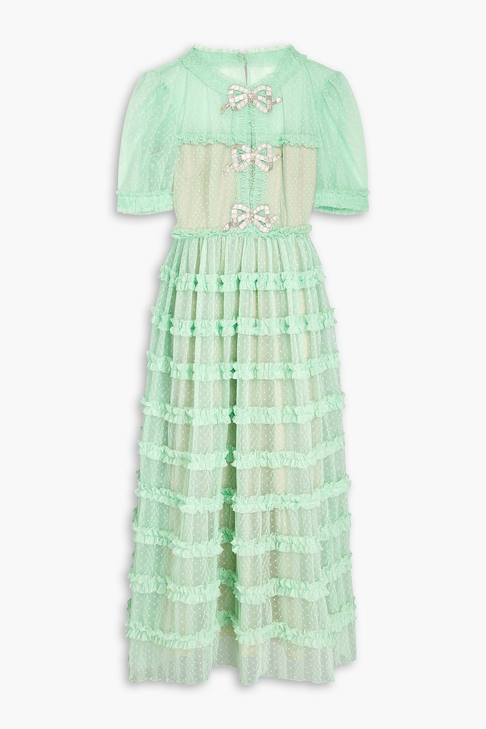 Camille ruffled Swiss-dot midi dress