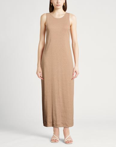 Woman Maxi dress Light brown Size L Cotton, Elastane