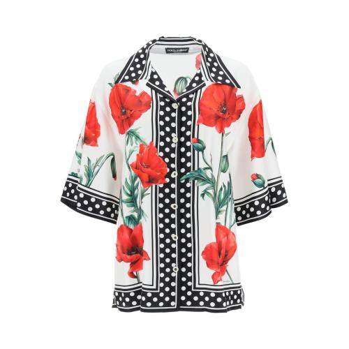 Floral-print silk shirt - White