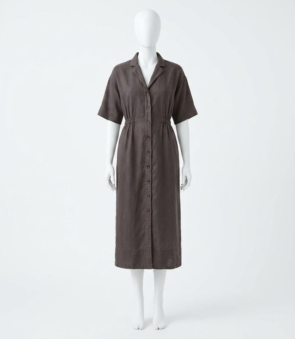 Topanga Drape Shirtdress In Washed Black