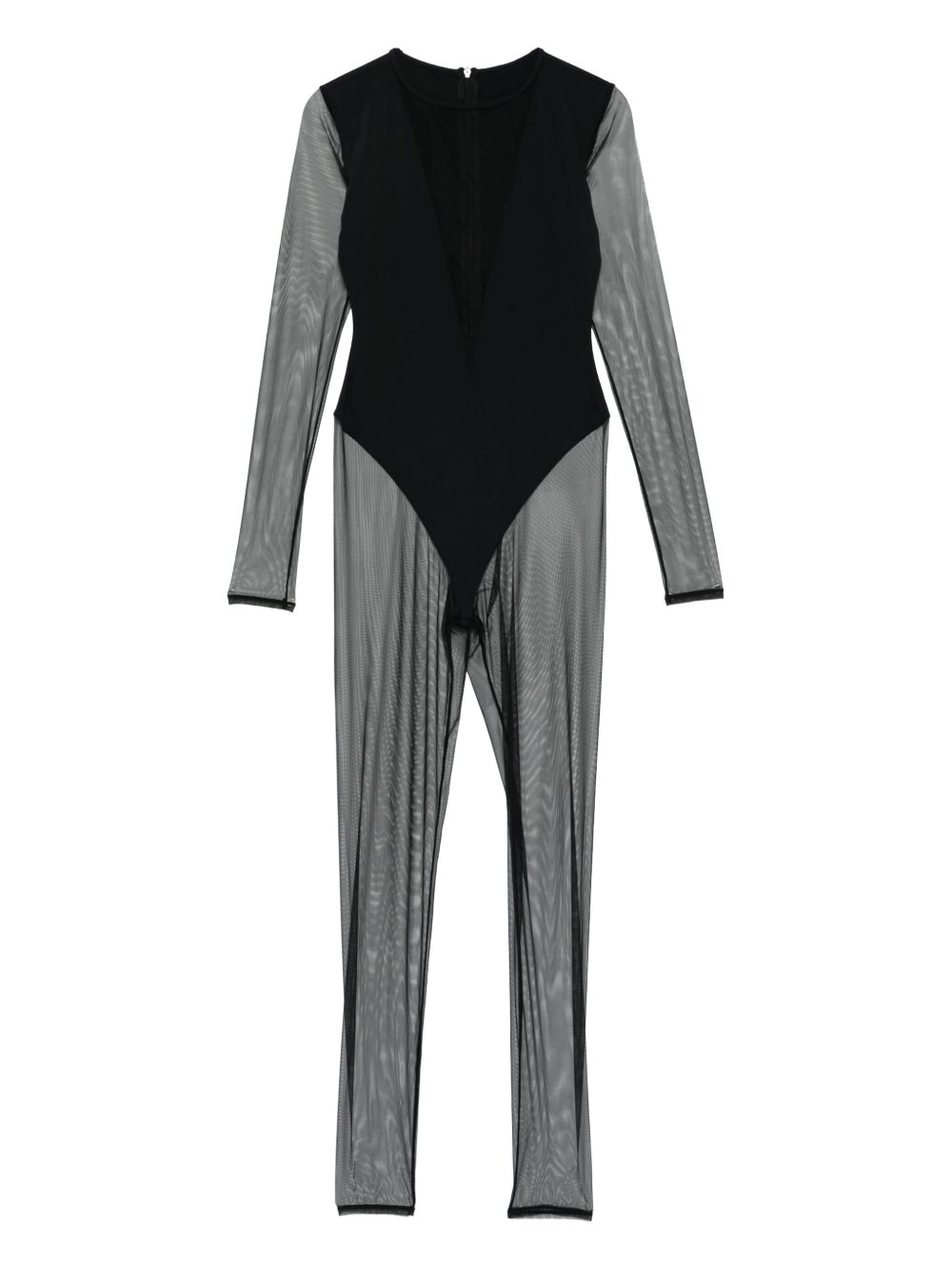 Pure Tentation V-neck mesh catsuit - Black