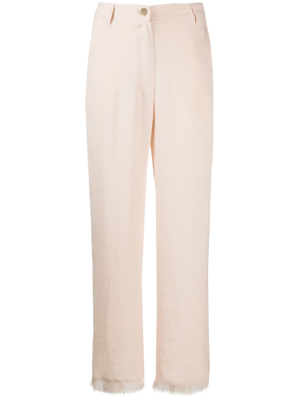 Theo frayed straight-leg trousers - CREME