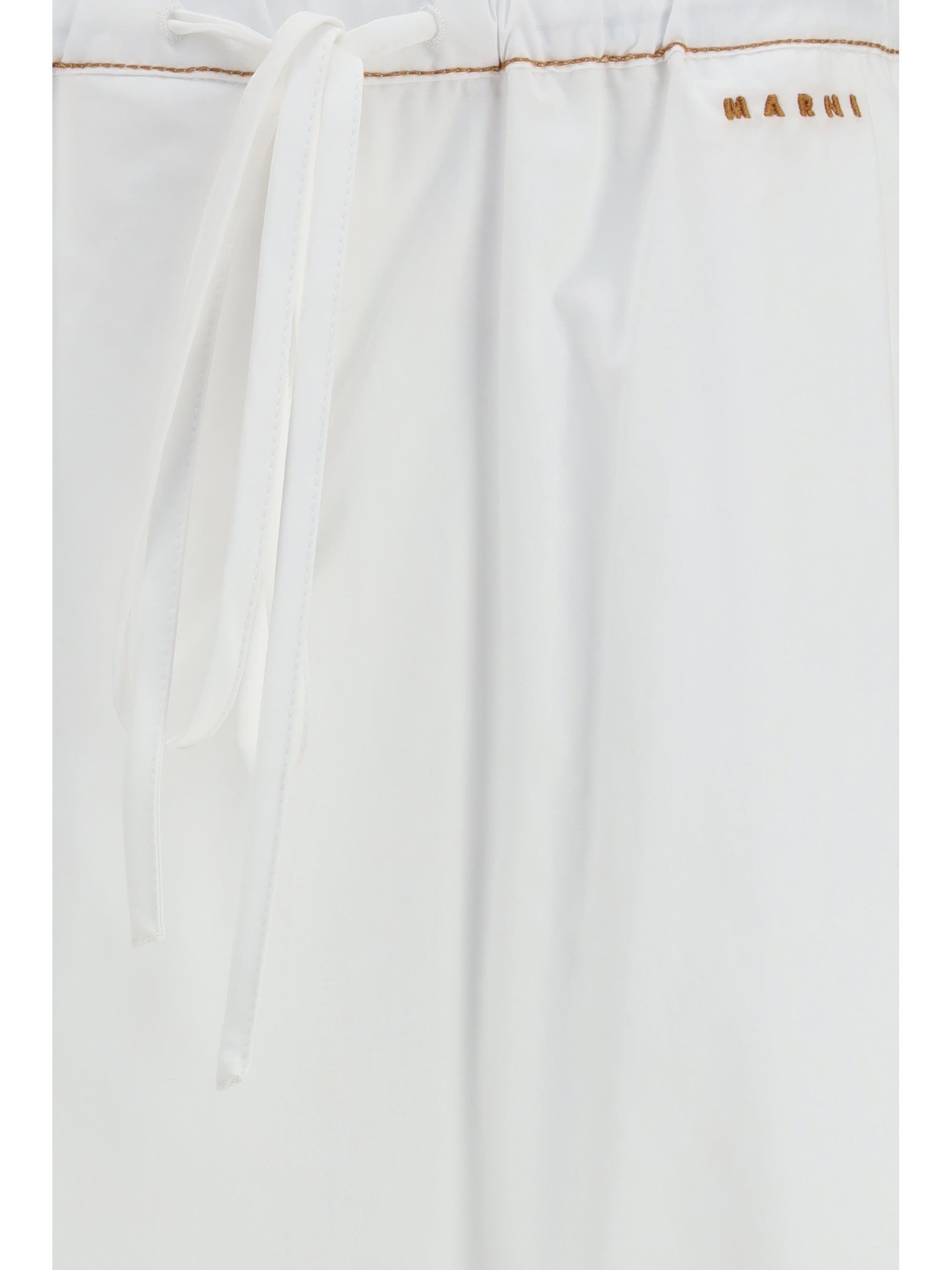 Wide-Leg Draped Cotton Trousers — White