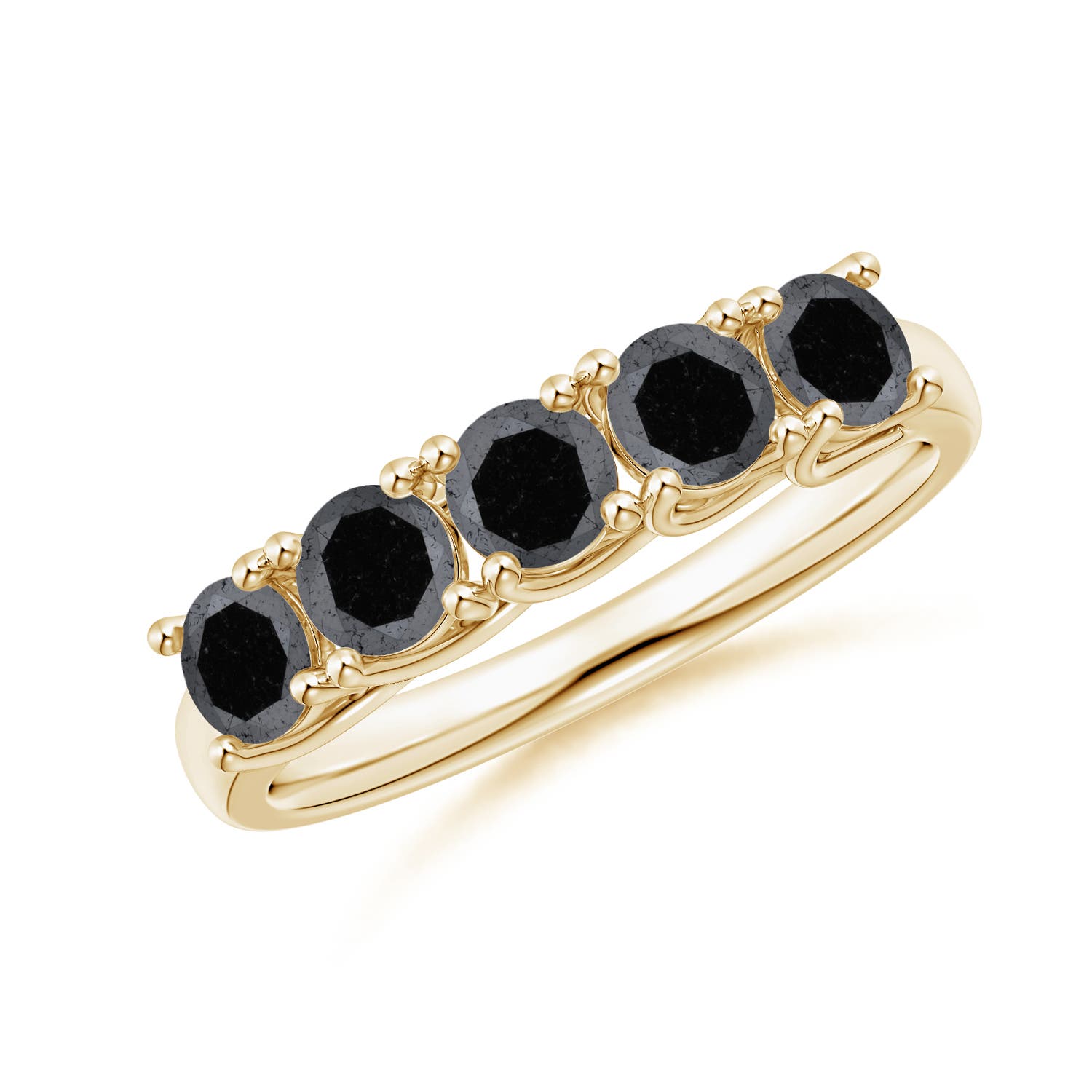 Angara 1.65 Carats Half Eternity Five Stone Enhanced Black Diamond Wedding Ring in 14K Yellow Gold
