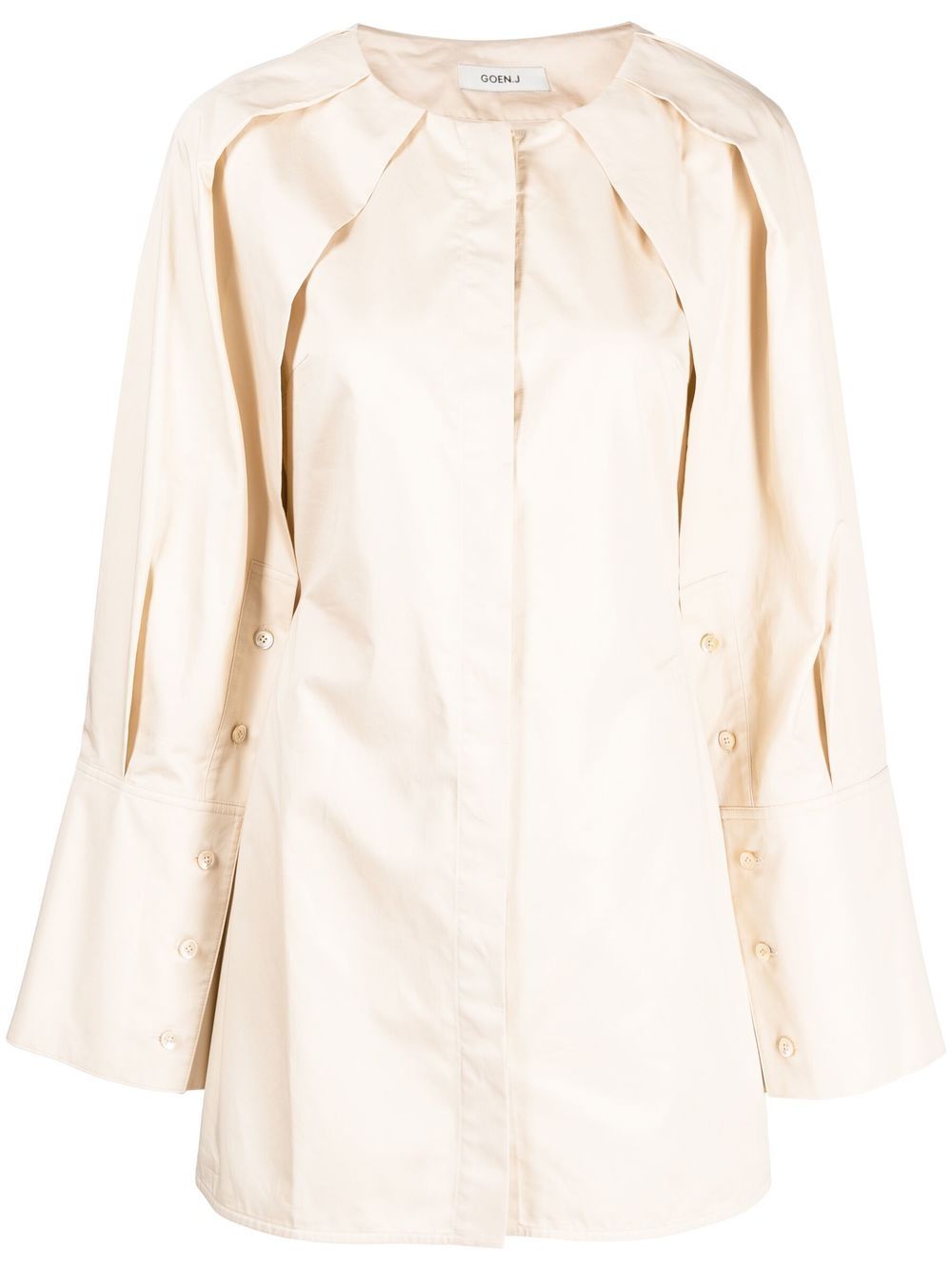 Long-sleeve mini shirt dress - Neutrals