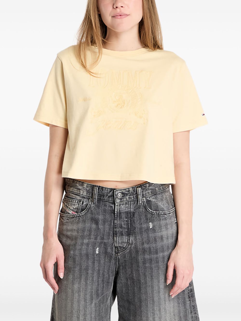 Embroidered-logo T-shirt - Yellow