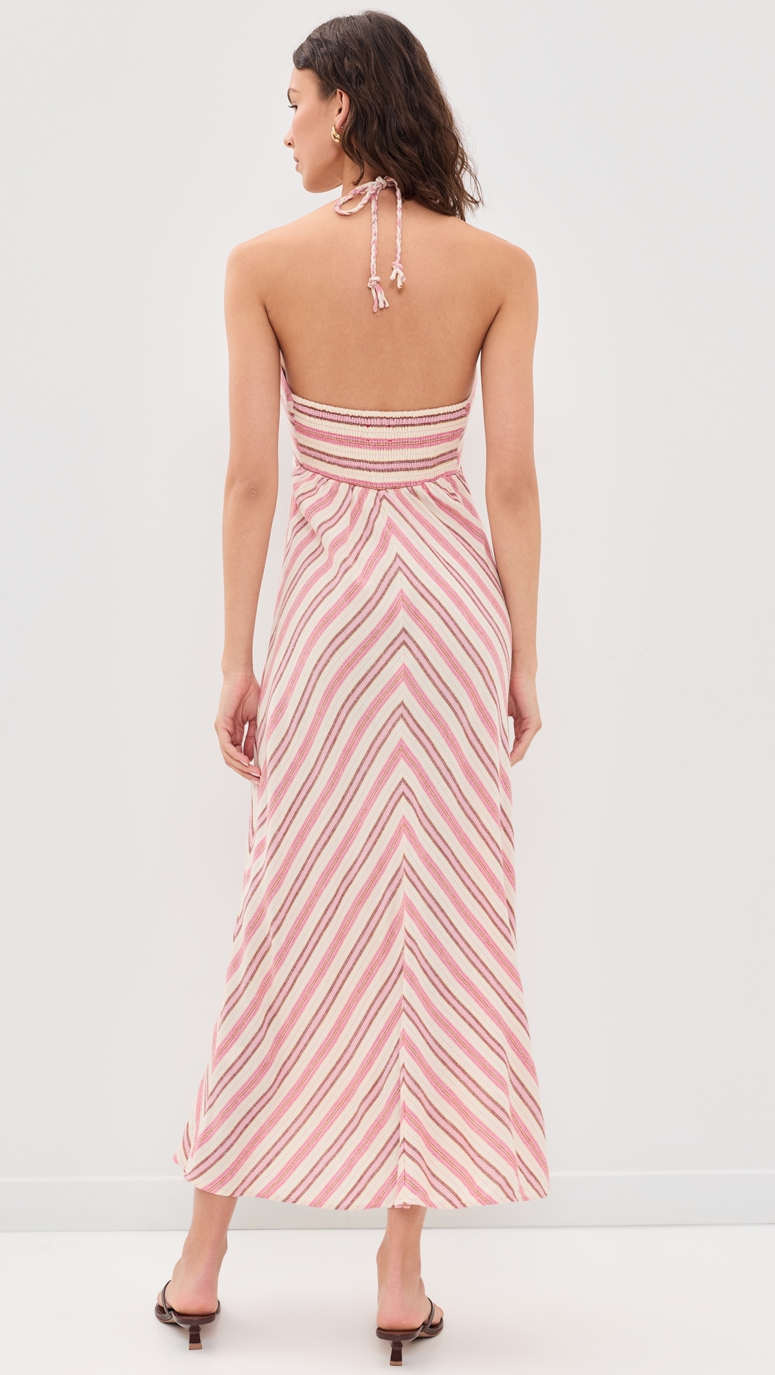 Maggie Midi Dress Dusty Pink Stripe