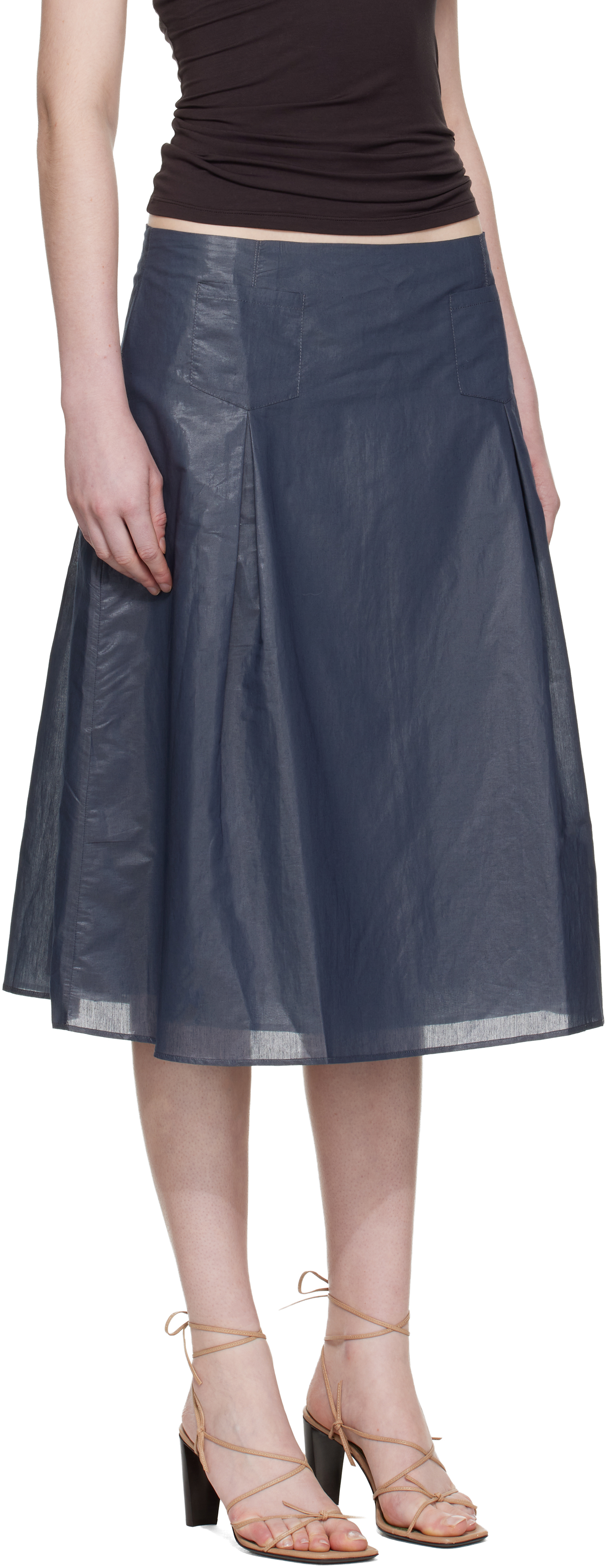 Navy Dimi Midi Skirt