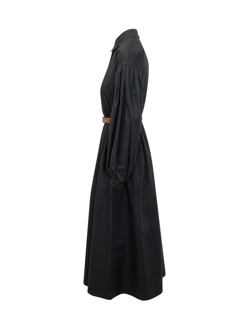 Black Shirt Collar Maxi Dress