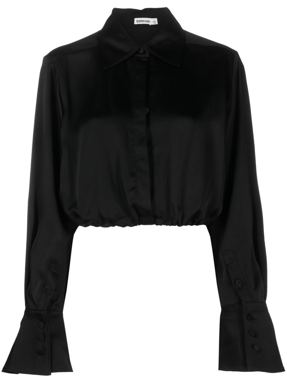 Cropped satin shirt - Green