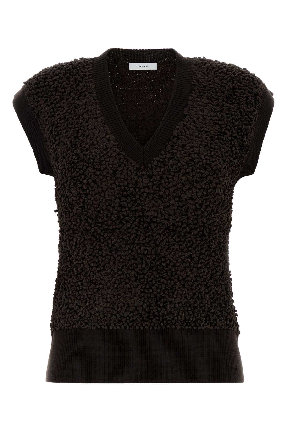Boucle Knit Vest — Black