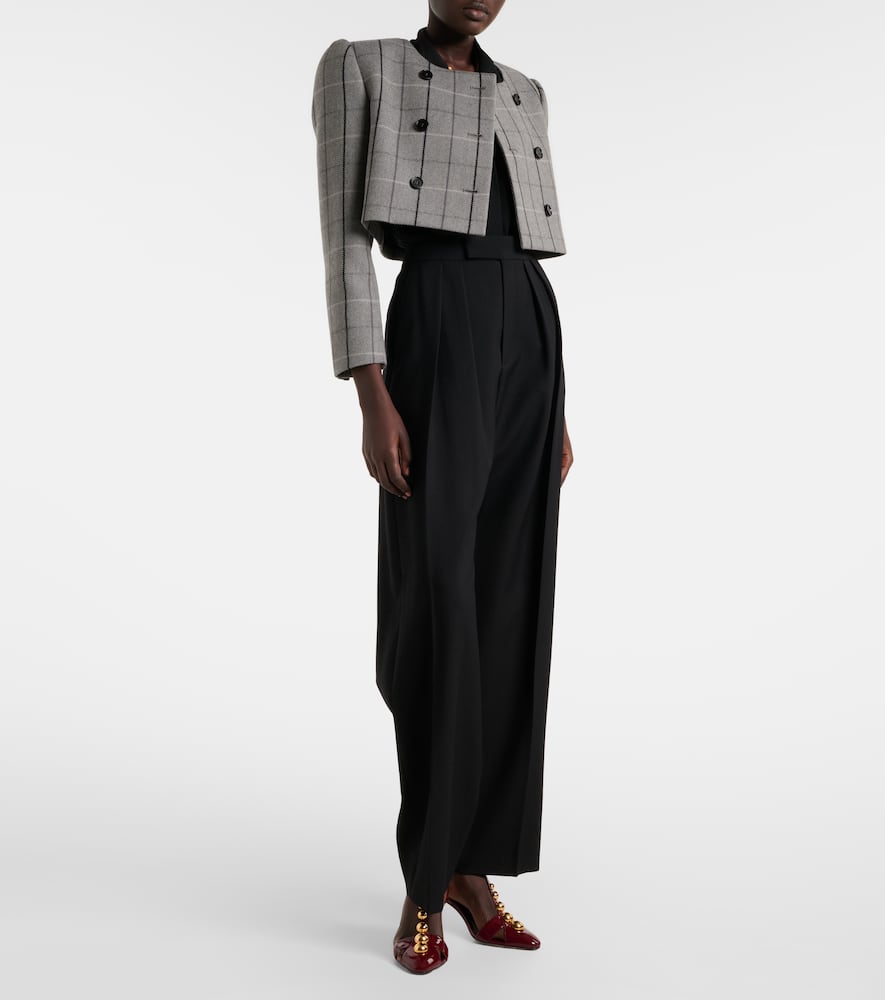 Chloé Checked cropped wool jacket