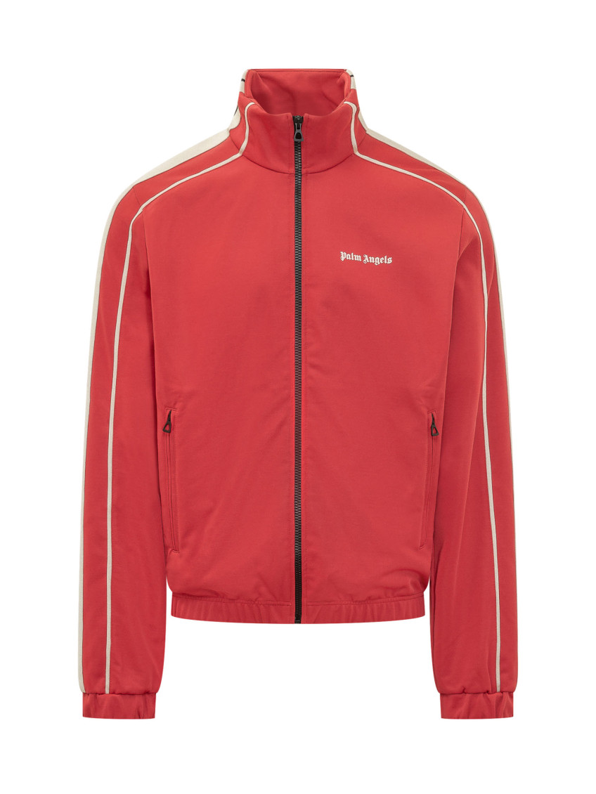 Red Solid Mock Collar Jacket