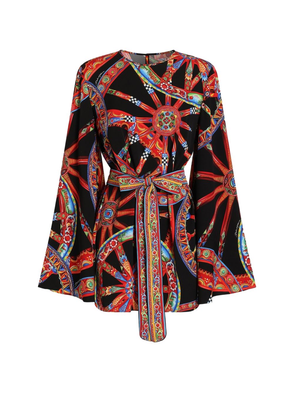 Silk Printed Dress — Black