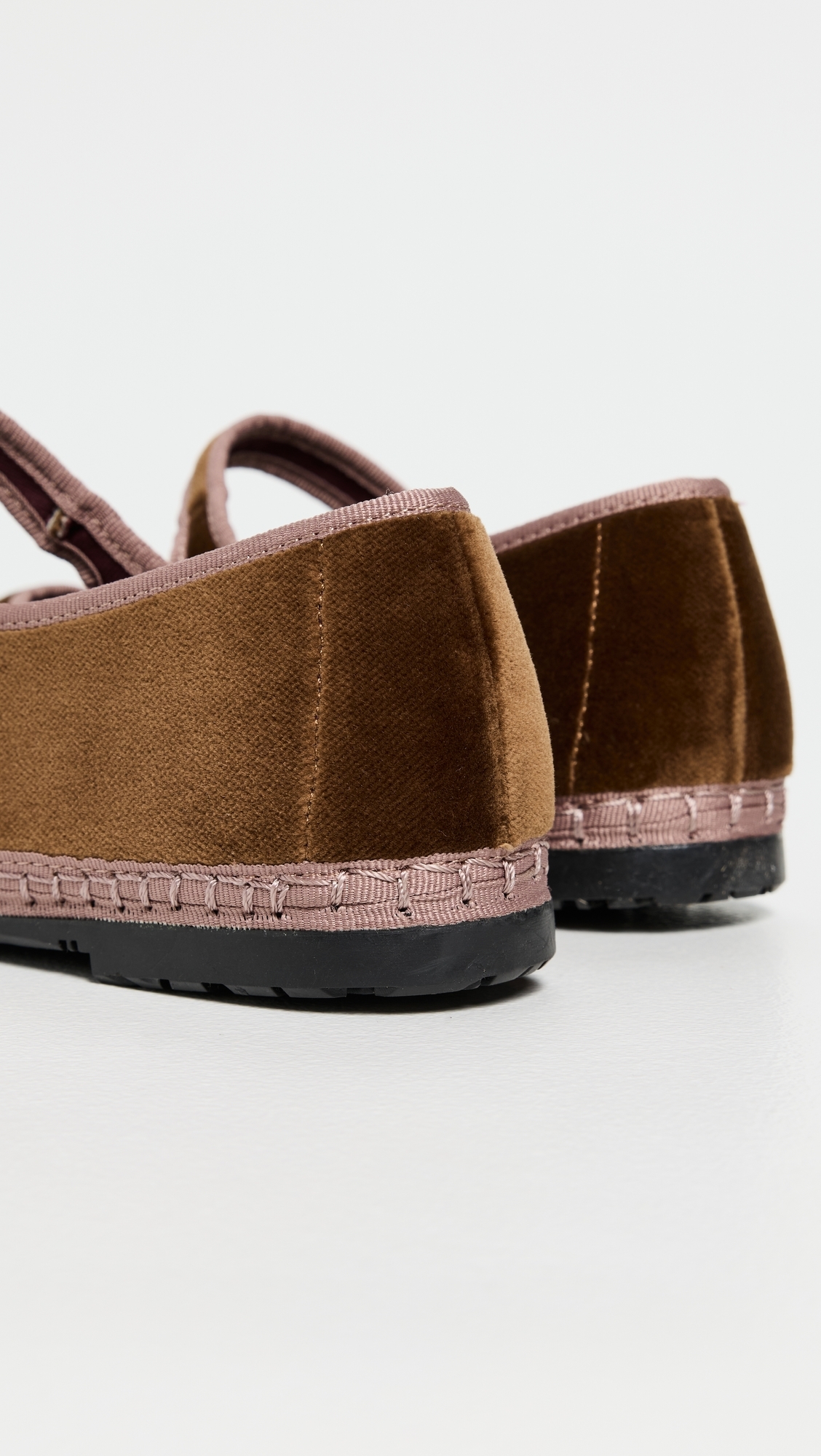 Velvet Mary Jane Flats Brown