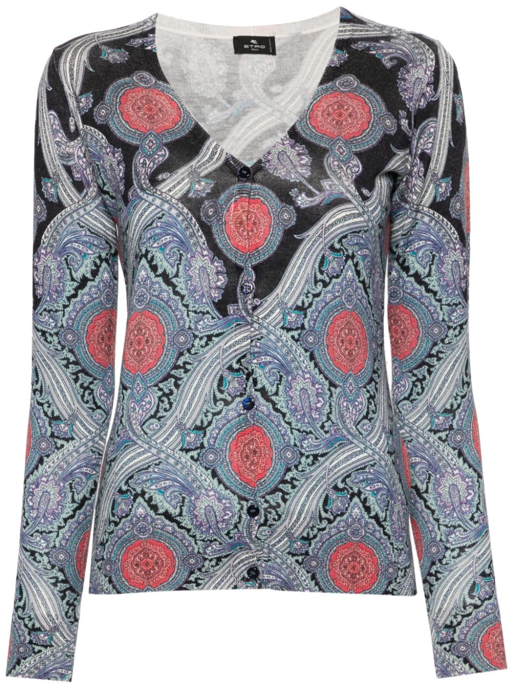 Paisley-print cardigan - Blue