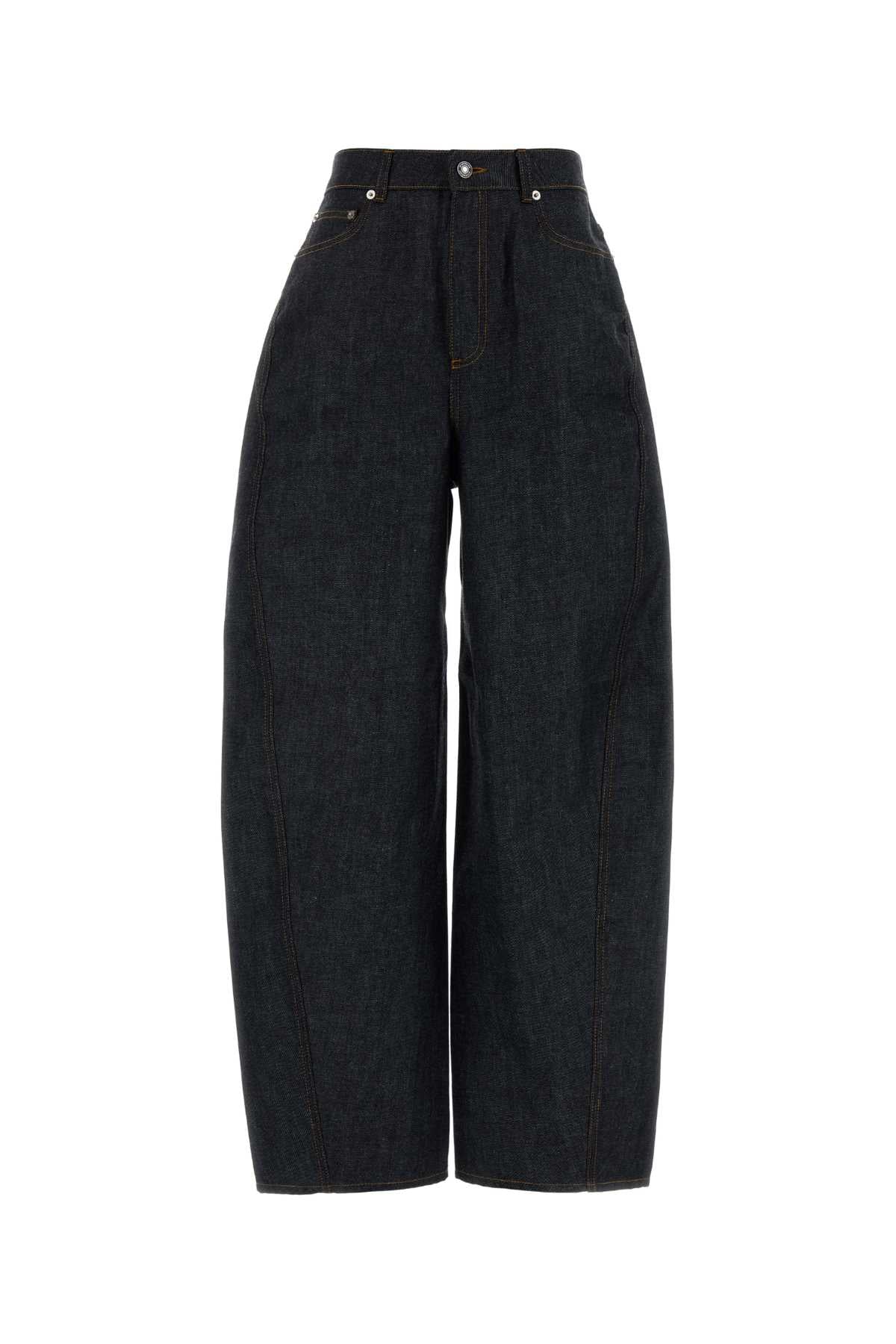 Wide-Leg Cotton Denim Jeans — Navy