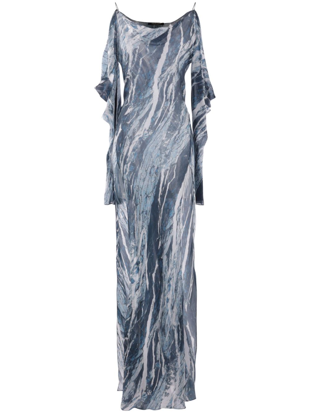Marble-pattern dress - Blue
