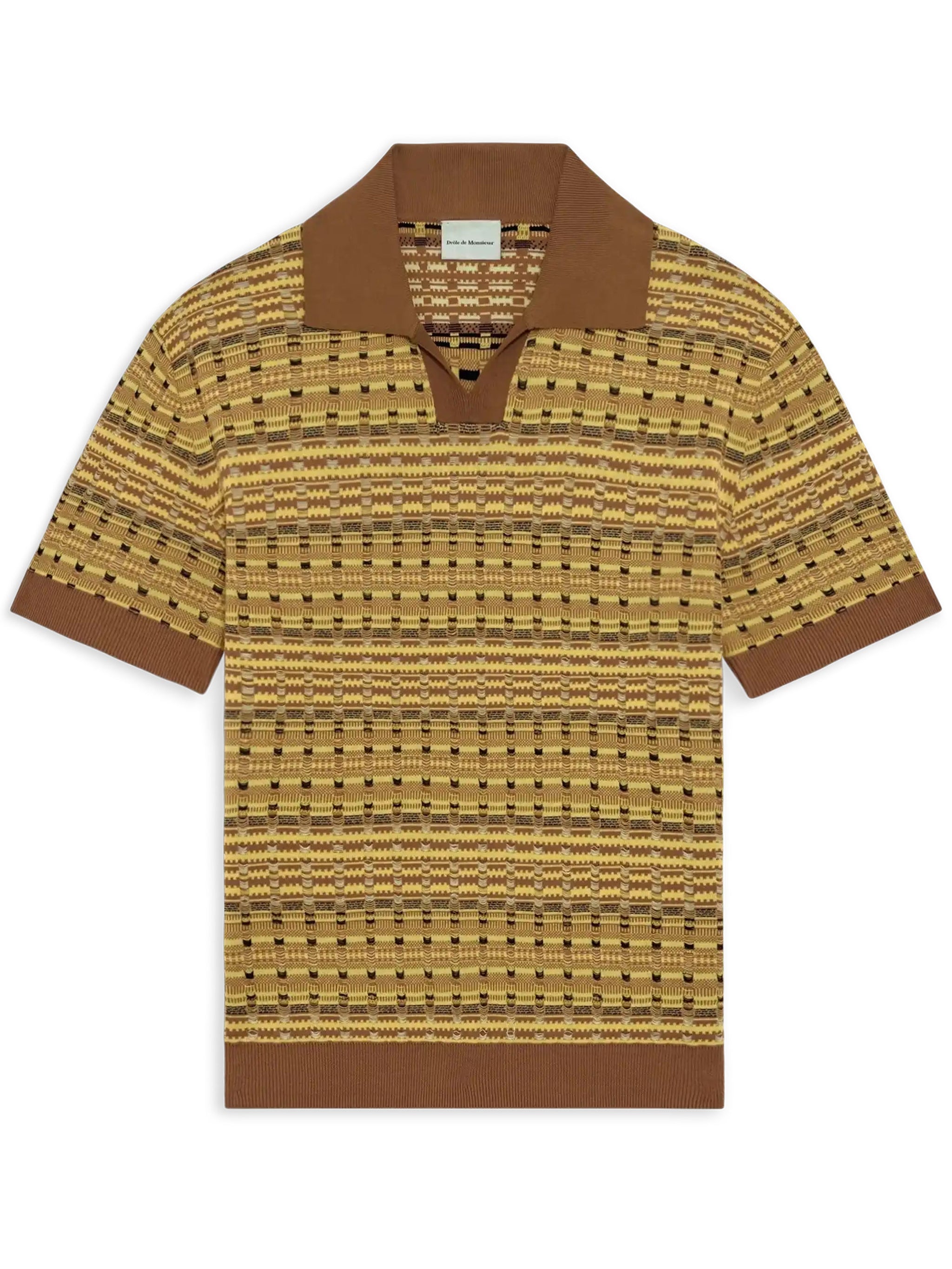 Coogie Knit Short-Sleeve Polo with Open Collar, Relaxed Fit