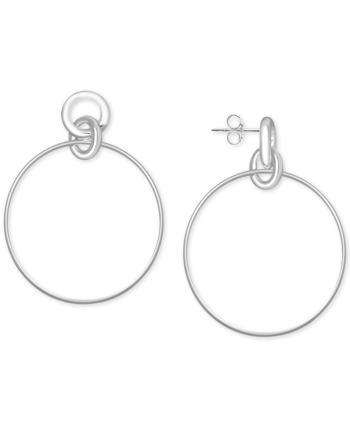 Circle Link Drop Earrings in Silver-Plate - Silver