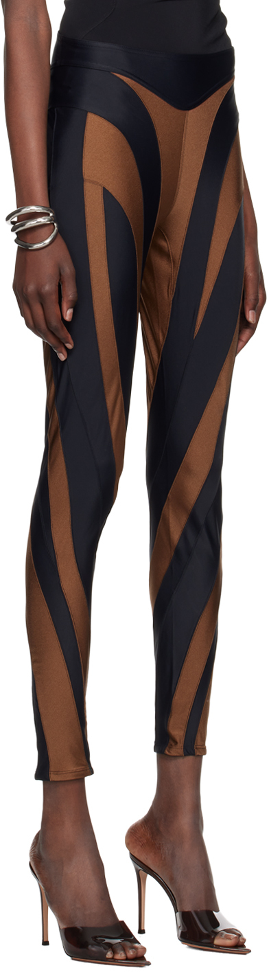 Mugler Brown & Black Spiral Leggings