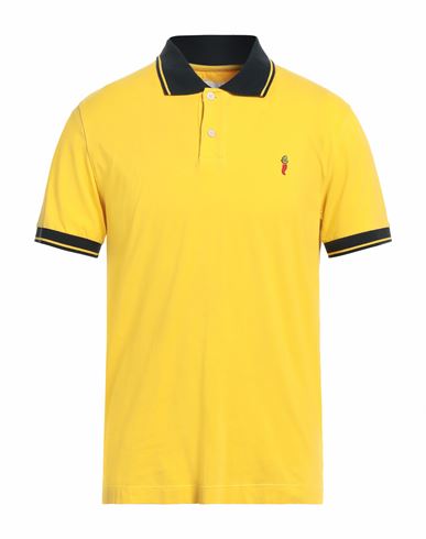 Man Polo shirt Yellow Size S Cotton, Elastane
