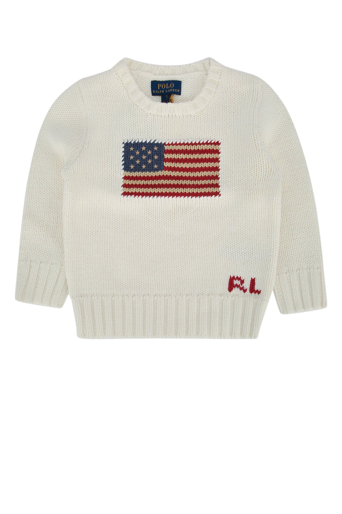 Flag Intarsia Cotton Sweater — Cream