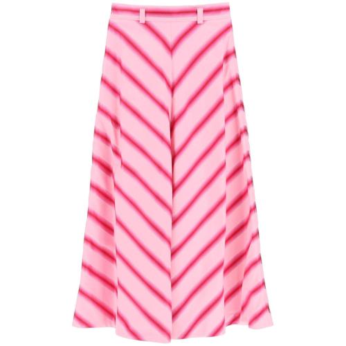 Stripe-print A-line shaped skirt - Pink