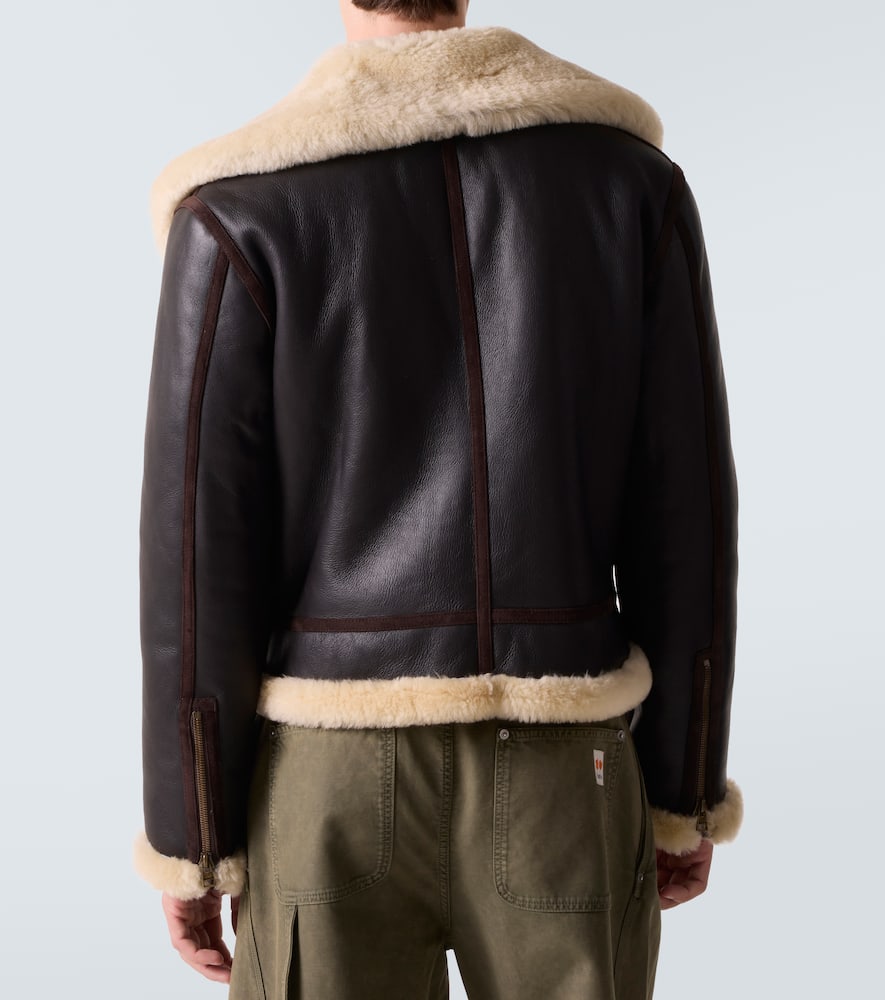 Shearling-trimmed leather jacket