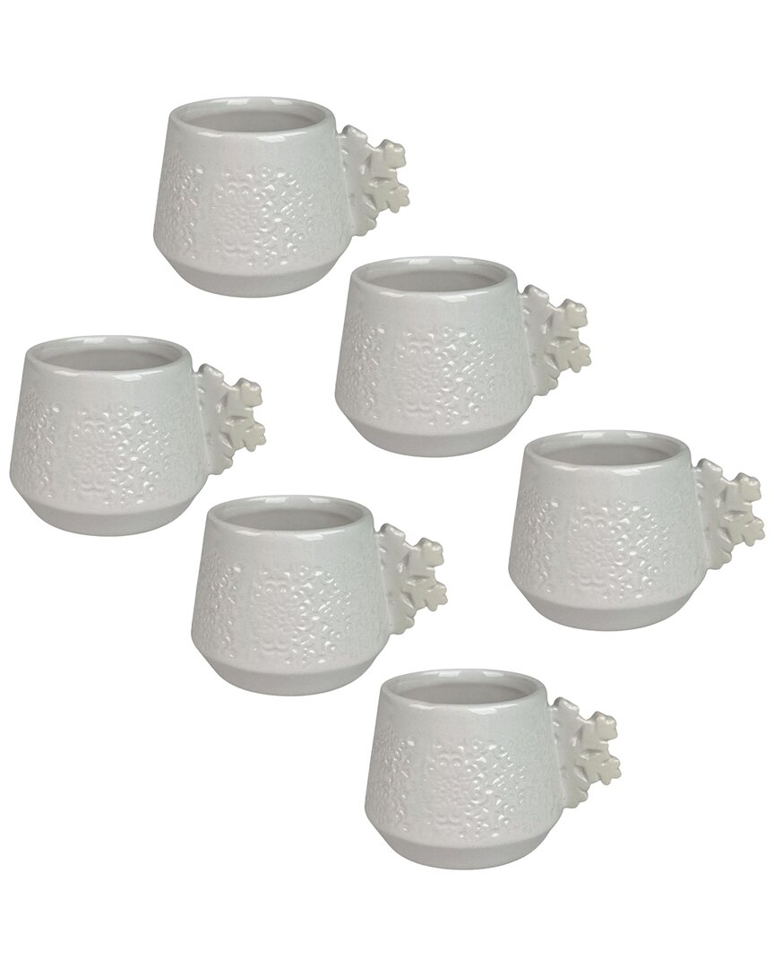 Set Of 6 Snowflake Handle Espresso Demitasse Cups