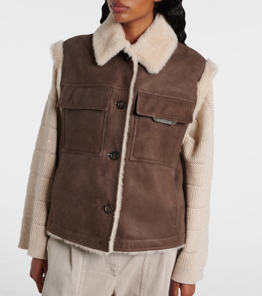 Shearling-lined suede vest