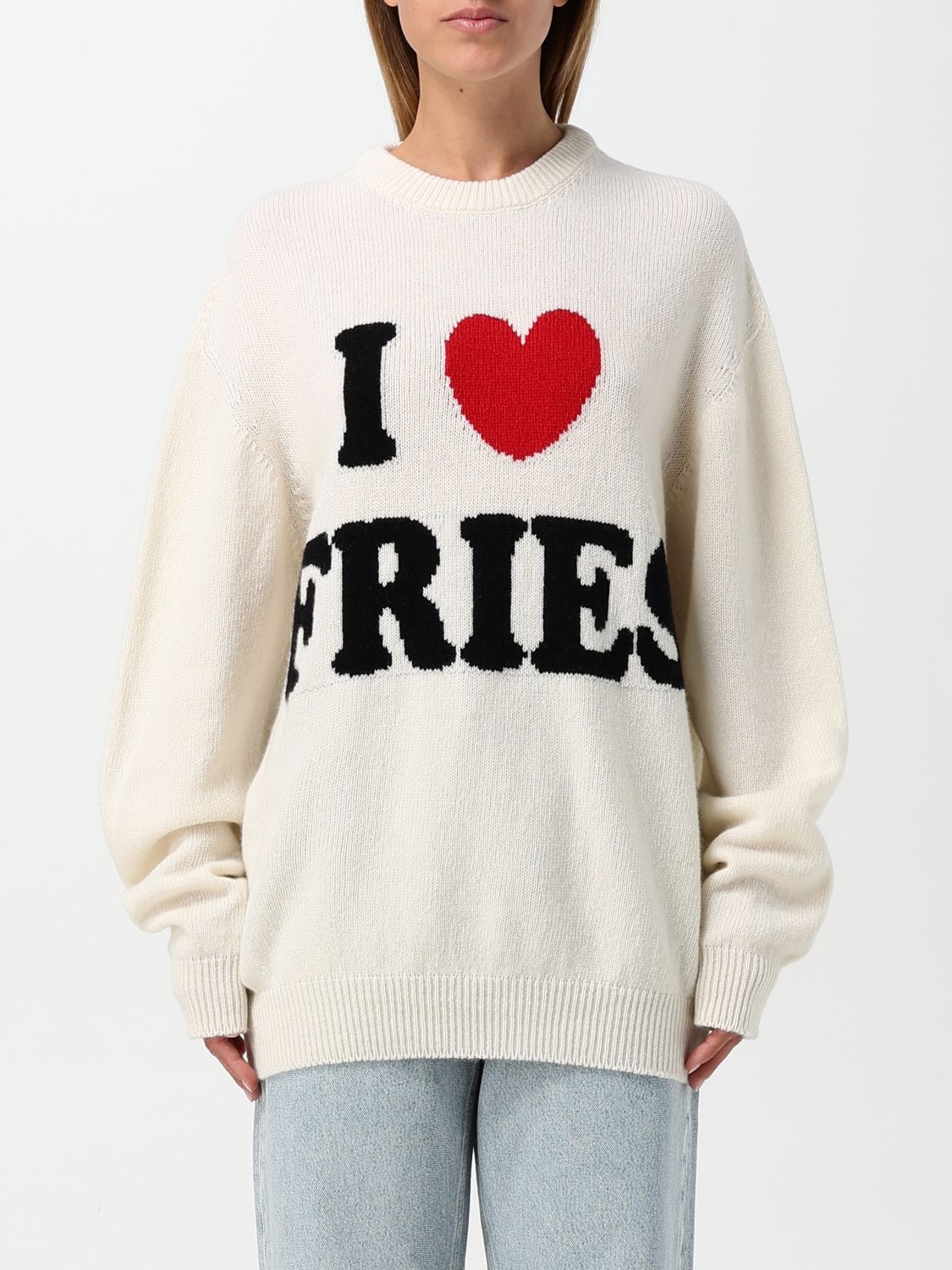 Intarsia-slogan sweater - Neutrals