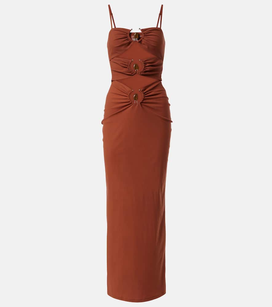 Pierced Orbit cutout jersey maxi dress