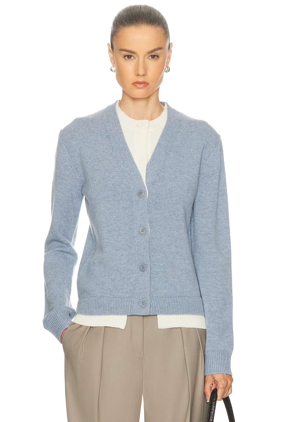 JW Anderson Contrast Layered Cardigan in Blue Melange - NA. XS also in