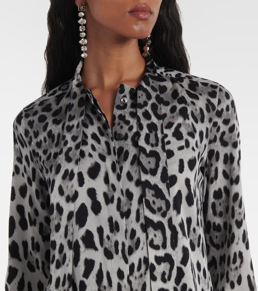 Leopard-print silk-blend shirt