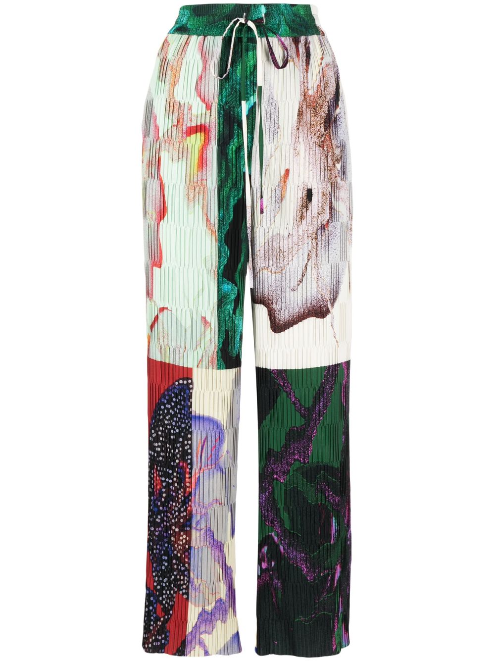 Grow plissé-effect straight trousers - Green