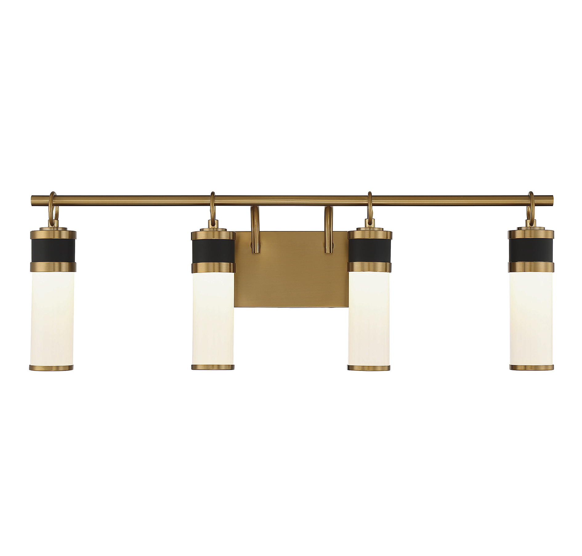 Abel 4-Light LED Bathroom Vanity Light in Matte Black with Warm Brass Accent