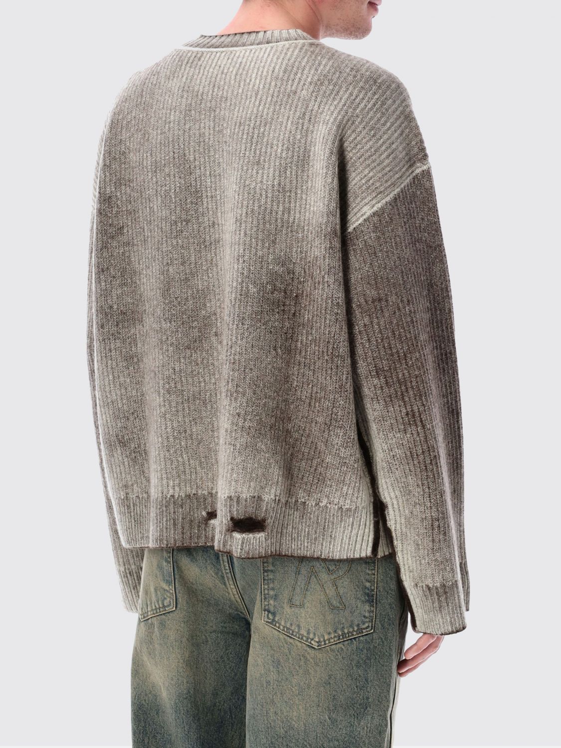 Represent - long sleeve crewneck knitwear with ribbed texture