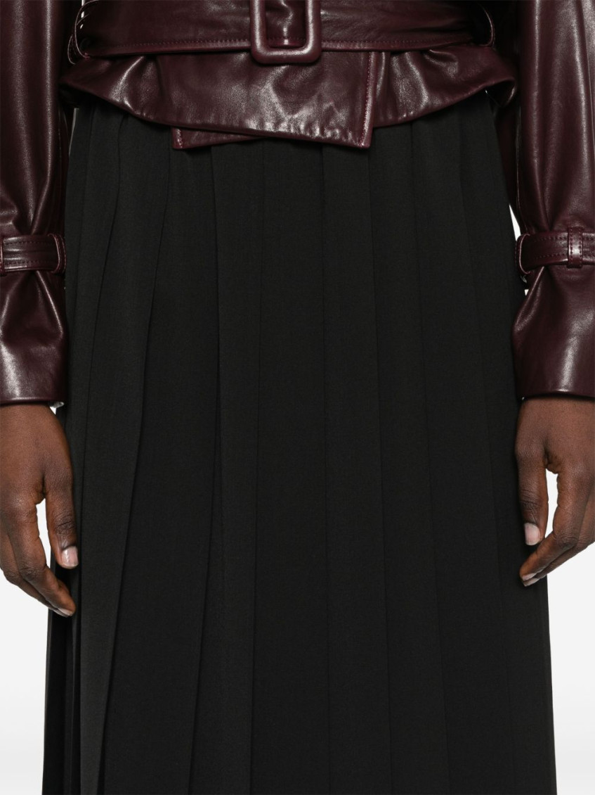 Black Pleated Midi Skirt