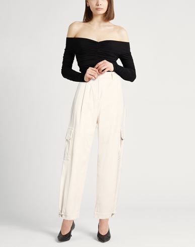 Woman Pants Ivory Size 4 Cotton, Elastane