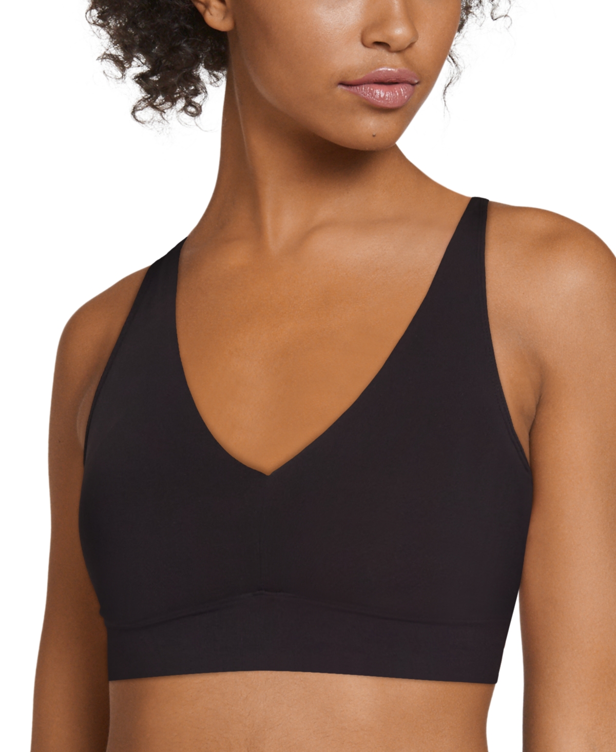 Women's Solid Seam-Free Smooth Light Support Bralette 3044 - Black