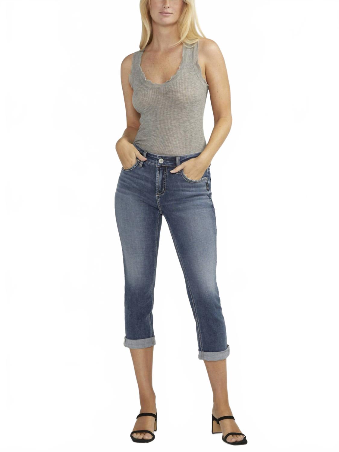 Elyse Mid Rise Luxe Stretch Capri Jean In Indigo