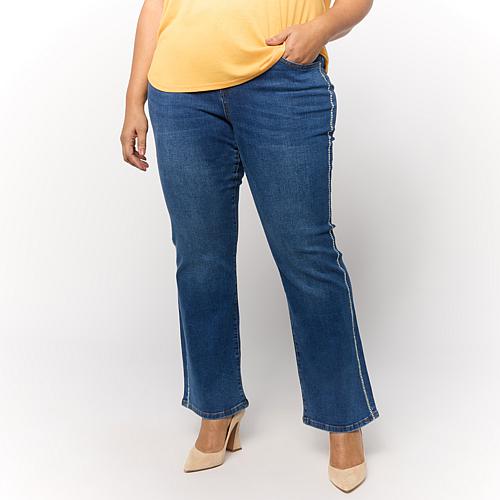 New Classic Stretch Denim Crystal Bootcut Jean - Blue