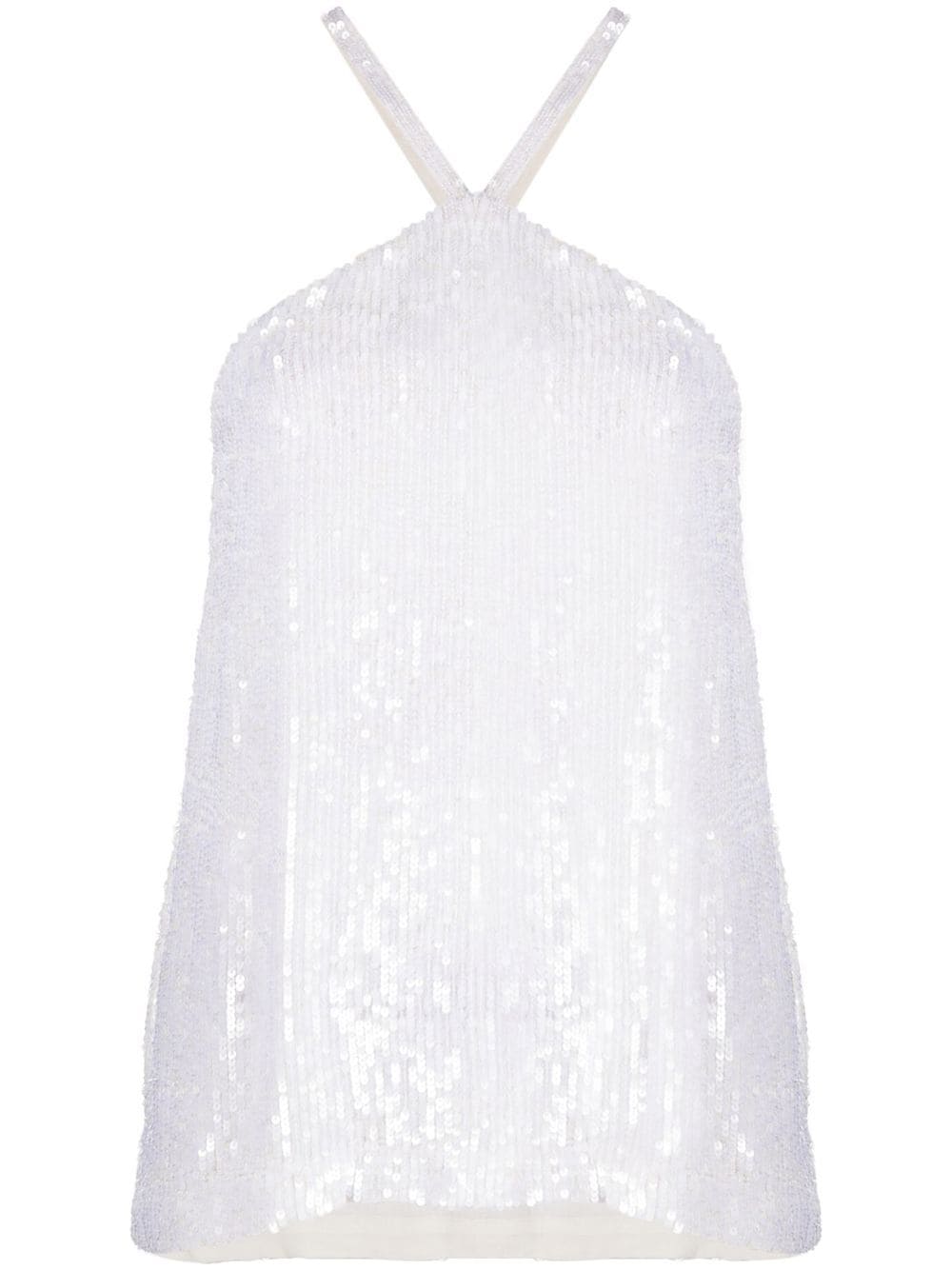 Sequined Halterneck Tank Top — White