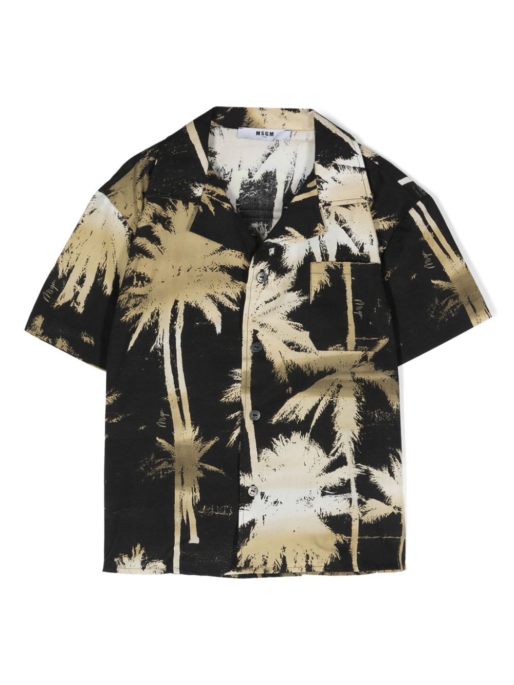 Palm tree-print poplin shirt - Black