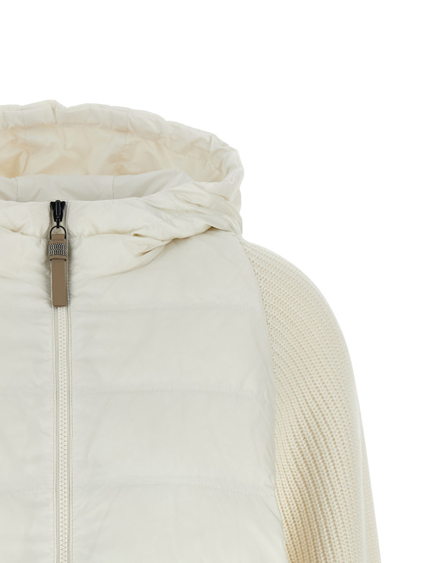 Brunello Cucinelli - hooded down jacket knit sleeve