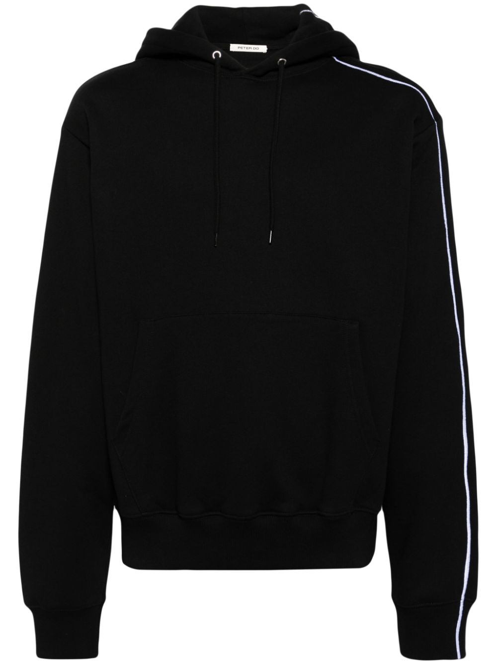 Stripe-detail drawstring hoodie - Black