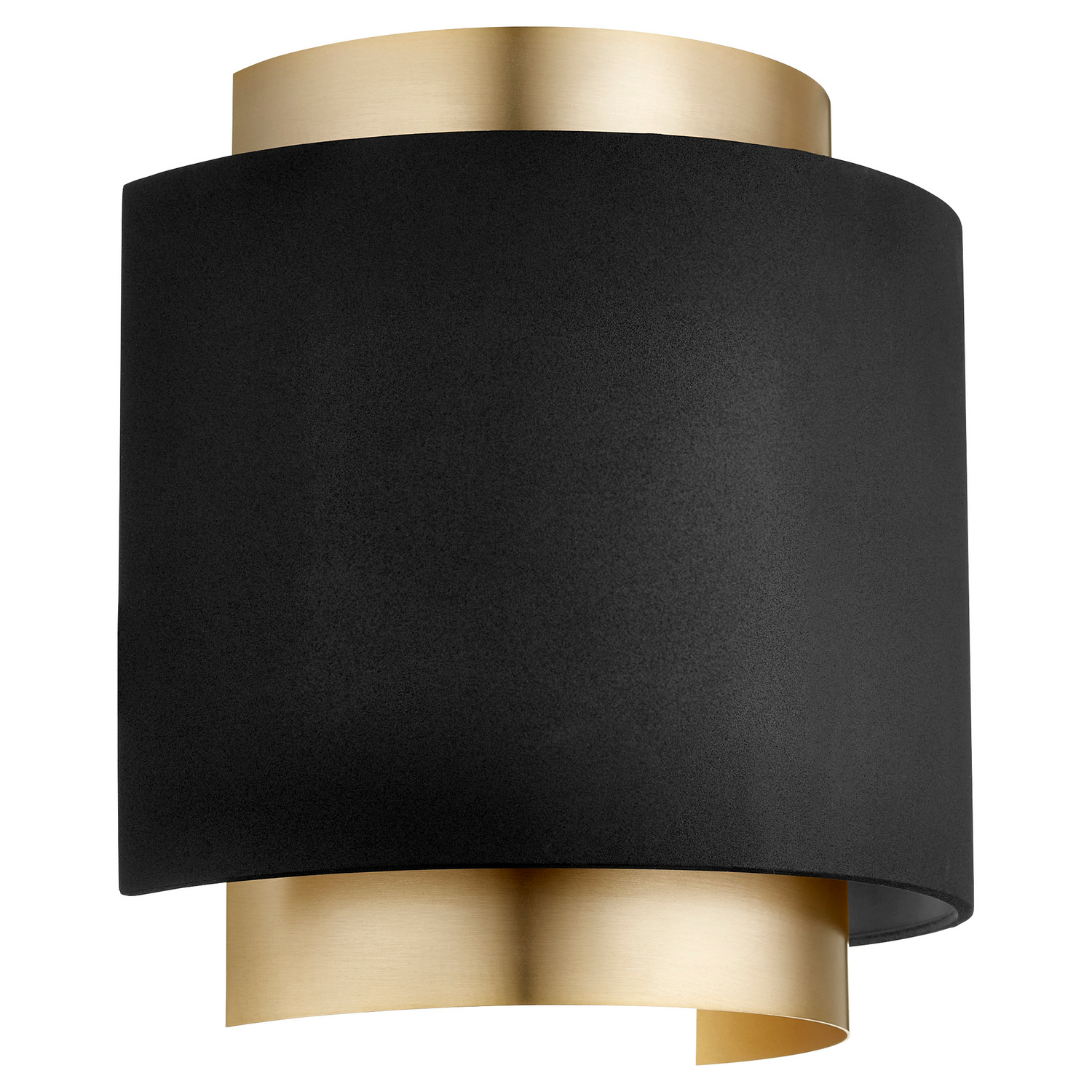 5610 Half Drum Sconce 1-Light Wall Sconce in Textured Black w with Aged Bra