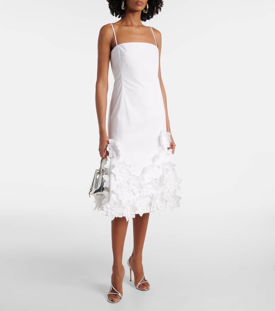 Bella floral-appliqué cotton midi dress